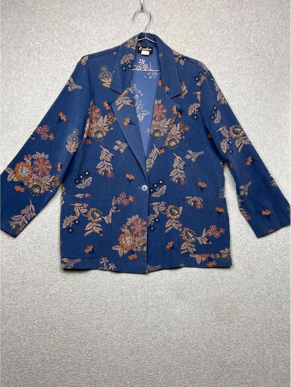 Vintage Caribou Blazer Floral Womens size M Casual Office Boho Romantic